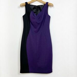 Vintage Tahari Kalona Black and Purple Sheath Sleeveless Dress‎ Size 8